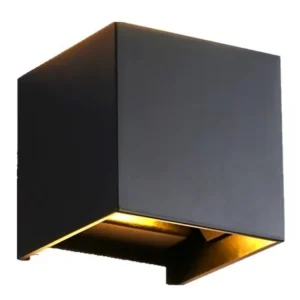 Lámpara Aplique De Pared Moderno Tipo Cubo Estructura Negro