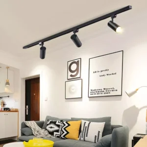 LAMPARA DECORATIVA RIEL 1 METRO CON 3 SPOTS 10W COLOR NEGRO