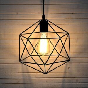 Lampara de cubo + bombillo vintage pera