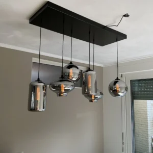 LAMPARA DE CRISTAL 5 BOMBONES CON BOMBILLOS