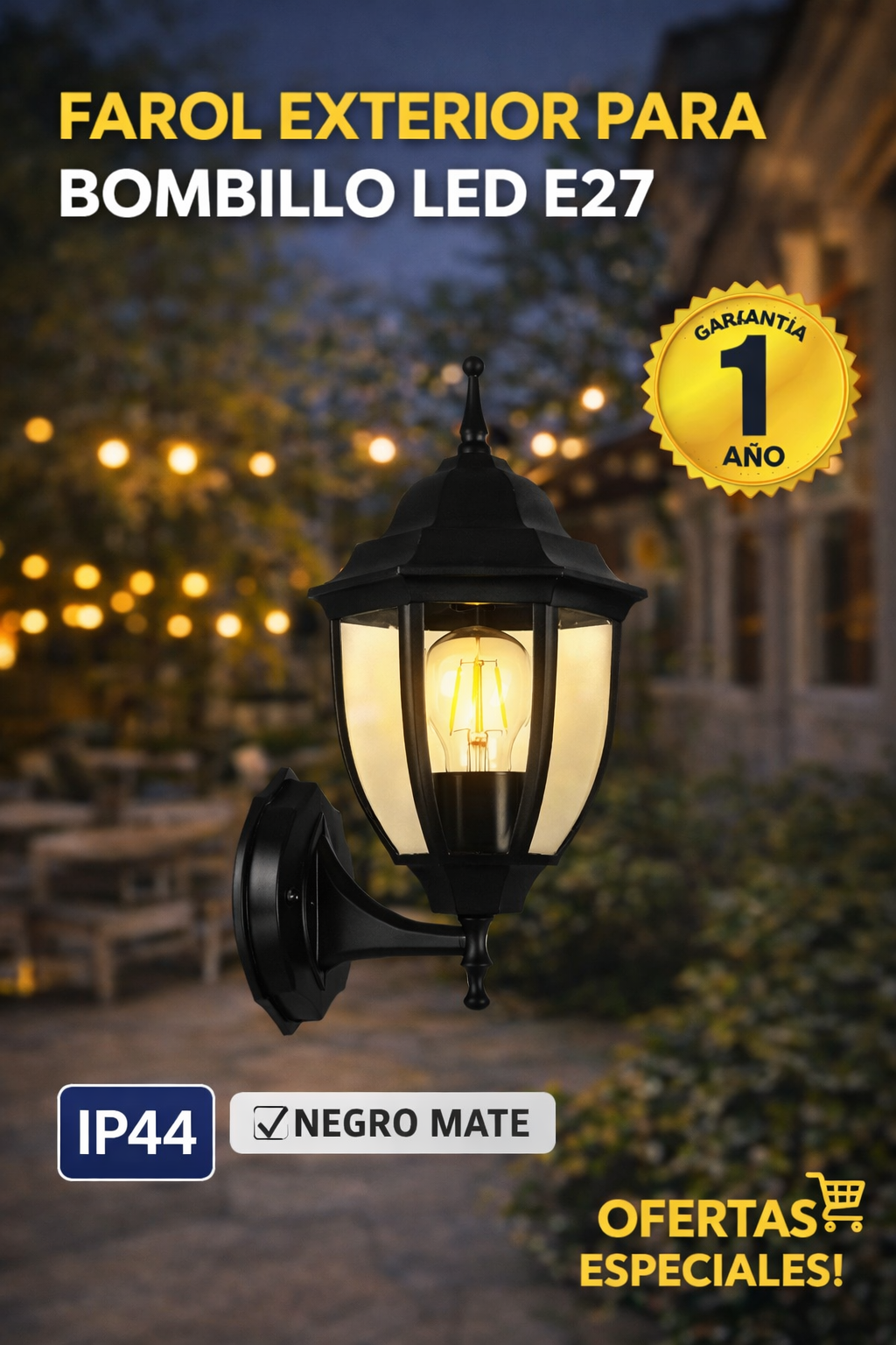 FAROL DE PARED + BOMBILLO