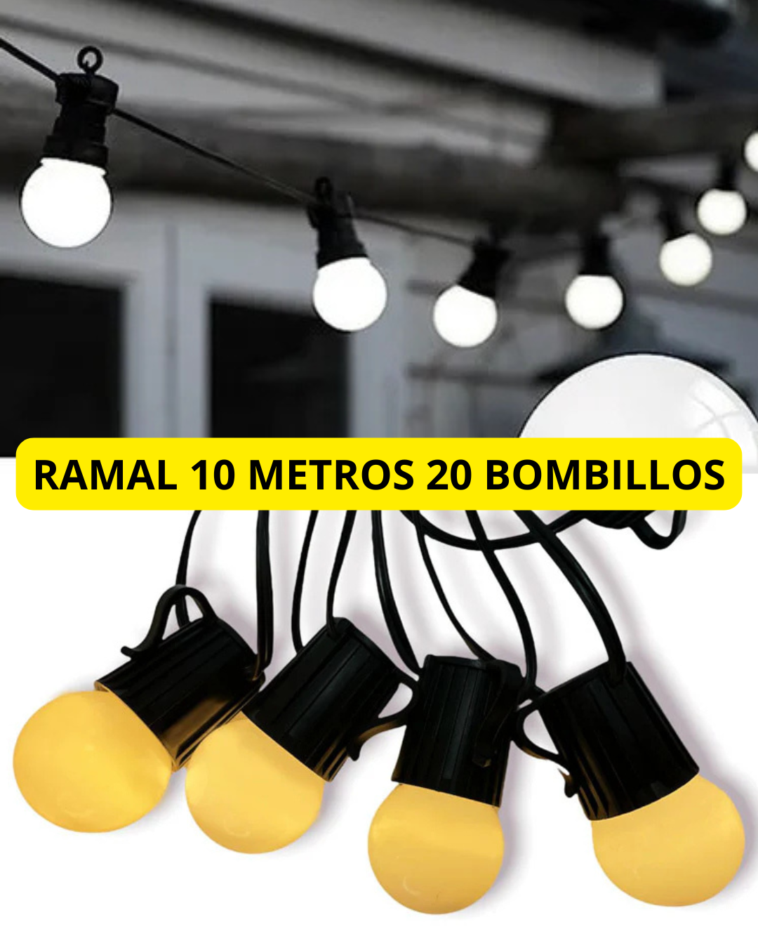 RAMAL 10 METROS CON 20 BOMBILLOS PINPON - Image 2